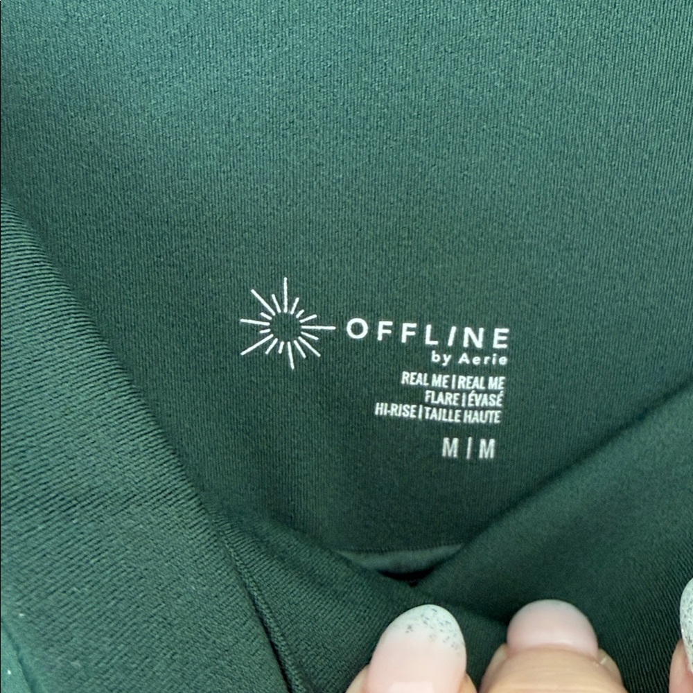 OFFLINE BY AERIE Green Real Me High Waist Crossover Flare Leggings Size Medium - Picture 5 of 13